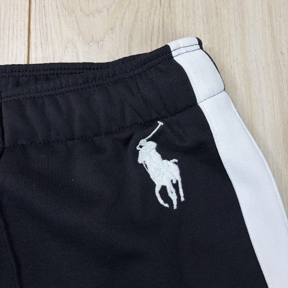 Polo By Ralph Lauren Mens Large Track Pants Big Pony Side Stripe Zip Ankle Black - Picture 4 of 13